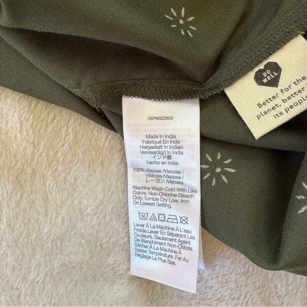 Madewell Tie Neck Tiered Dress in Green Print EUC - Picture 4 of 5